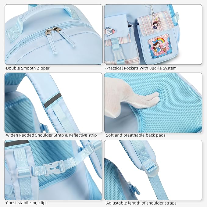 Hey Yoo Cute Backpack for School Backpack for Girls Backpack with Lunch Box Bookbag Set Kids Backpacks for Teen Girls