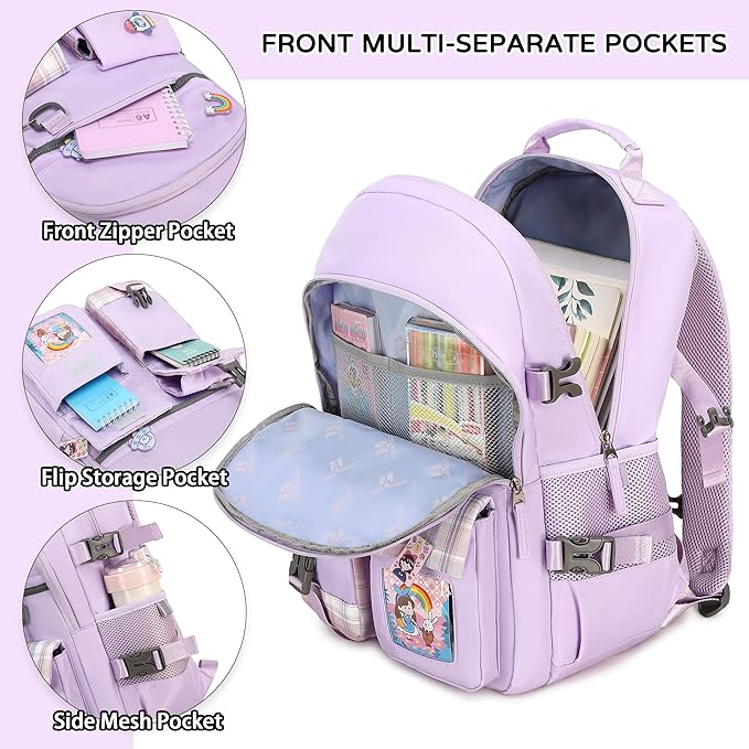 Hey Yoo Cute Backpack for School Backpack for Girls Backpack with Lunch Box Bookbag Set Kids Backpacks for Teen Girls