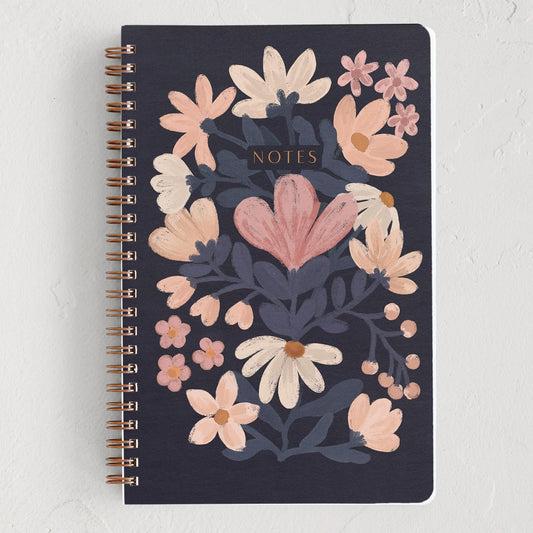 Minted Nostalgic Notebook, Writing Journal for Notes, Journaling & Planning, Durable Acrylic Free Cover, Vintage Floral Unique Design, Spiral Bound Journal Notebook with 80 Lined Pages, 5.5" x 8.5"