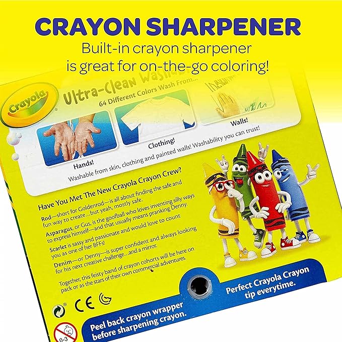 Crayola Washable Crayons for Kids - 64ct (2 Boxes), Bulk Crayons for Toddler Arts & Crafts, Teacher Classroom Must Haves, Back to School Supplies for Kids [Amazon Exclusive]