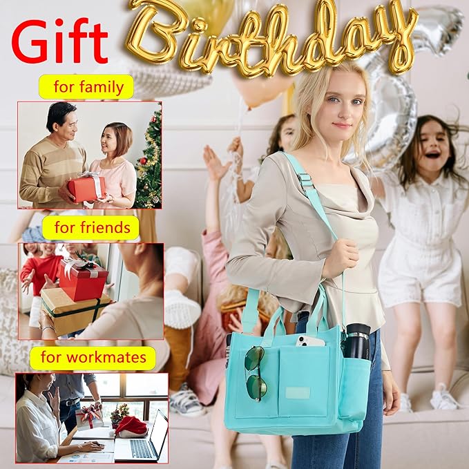 Tote Bag for Women With Compartments,Large Canvas Tote Women's Purse Crossbody Bags Work Laptop Book Bag Satchels Handbags