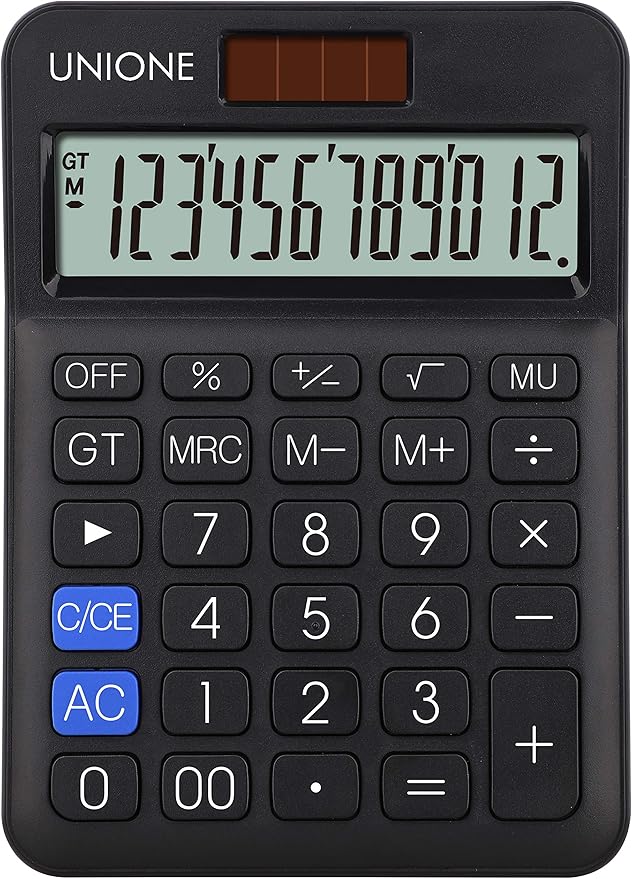 UNIONE Pink Calculator with a Bright LCD, Dual Power Handheld Desktop. Business, Office, High School