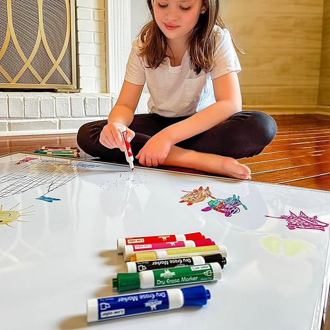 Apostrophe Games Low-Odor Chisel Tip Dry Erase Whiteboard Markers - Multicolor Pen Variety Pack, 12 Colors - Reusable Markers, Wipes Clean