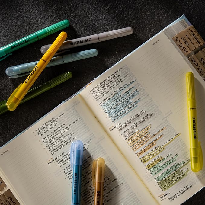 DIVERSEBEE Bible Highlighters and Pens No Bleed, 8 Pack Assorted Colors Gel Highlighters Set, Cute Bible Markers Study Journaling School Supplies and Accessories (Oasis)