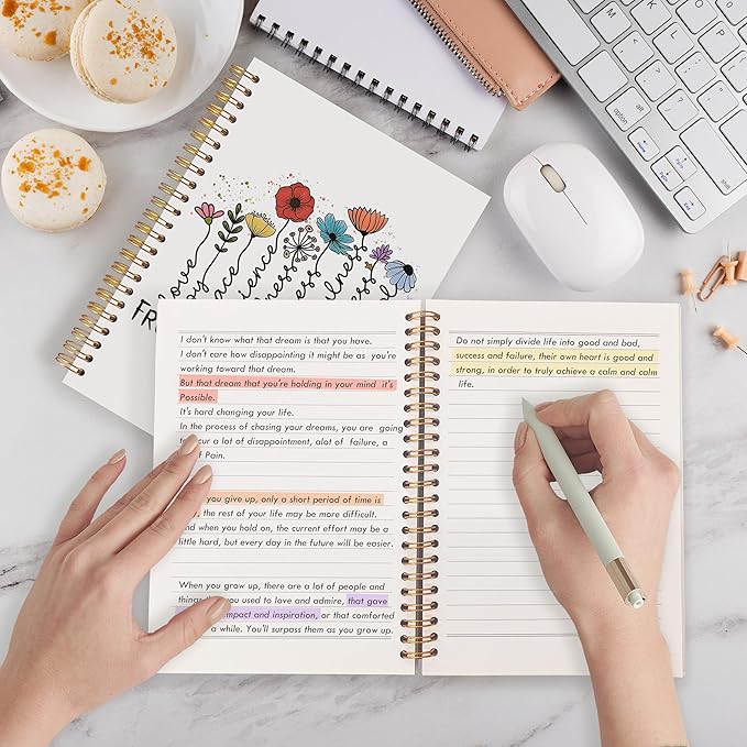 Qabliqo Fruit of the Spirit Christian Spiral Notebooks, Galatians 5:22 Bible Journals for Writing, Religious Scripture Journal for Women, Floral Bible Notebook for Note Taking, 5.5x8.3 Inch