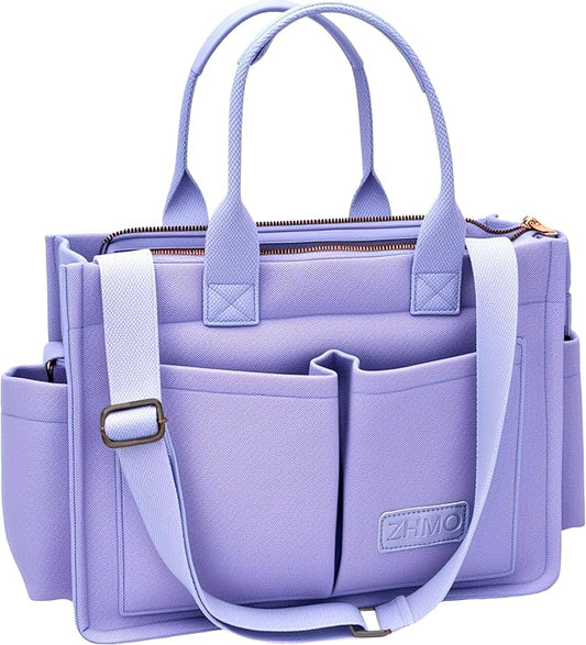 Tote Bag for Women With Compartments,Large Canvas Tote Women's Purse Crossbody Bags Work Laptop Book Bag Satchels Handbags