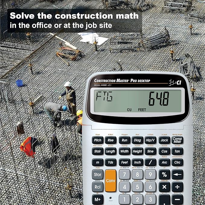 Calculated Industries 44080 Construction Master Pro-Desktop Advanced Construction Math Feet-Inch-Fraction Calculator with Trig Tool for Architects, Estimators, Contractors, Builders and Remodelers