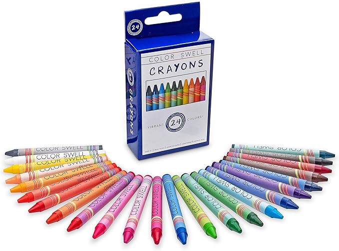 Color Swell 24-Pack Crayons – Non-Toxic, Ideal for Kids, Students, Adults, and Classroom Activities