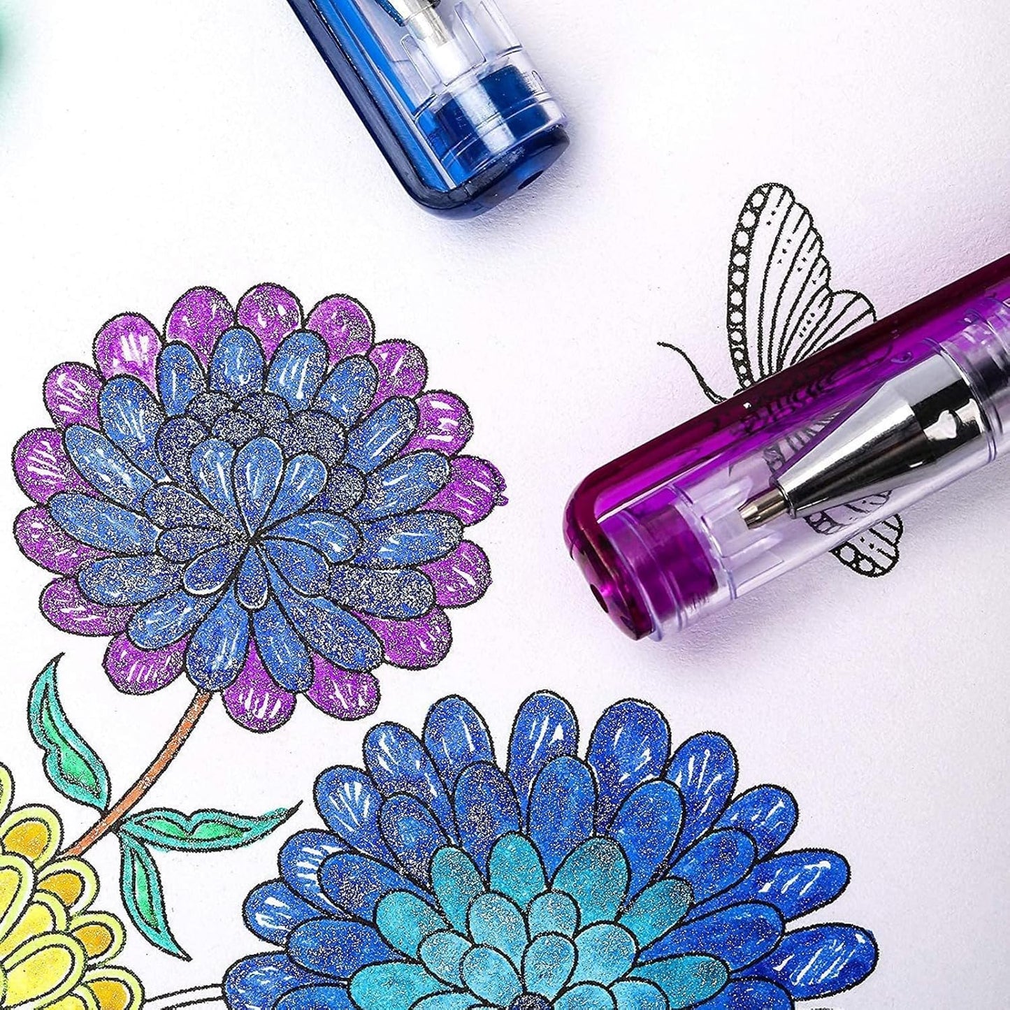 Purple Gel Pens for Coloring Book,36 Color Gel Pens Set including 12 Color Gel Pen with 24 Refills,40% More Ink Colored Gel Pens for Drawing, Doodling, Scrapbook, Journaling