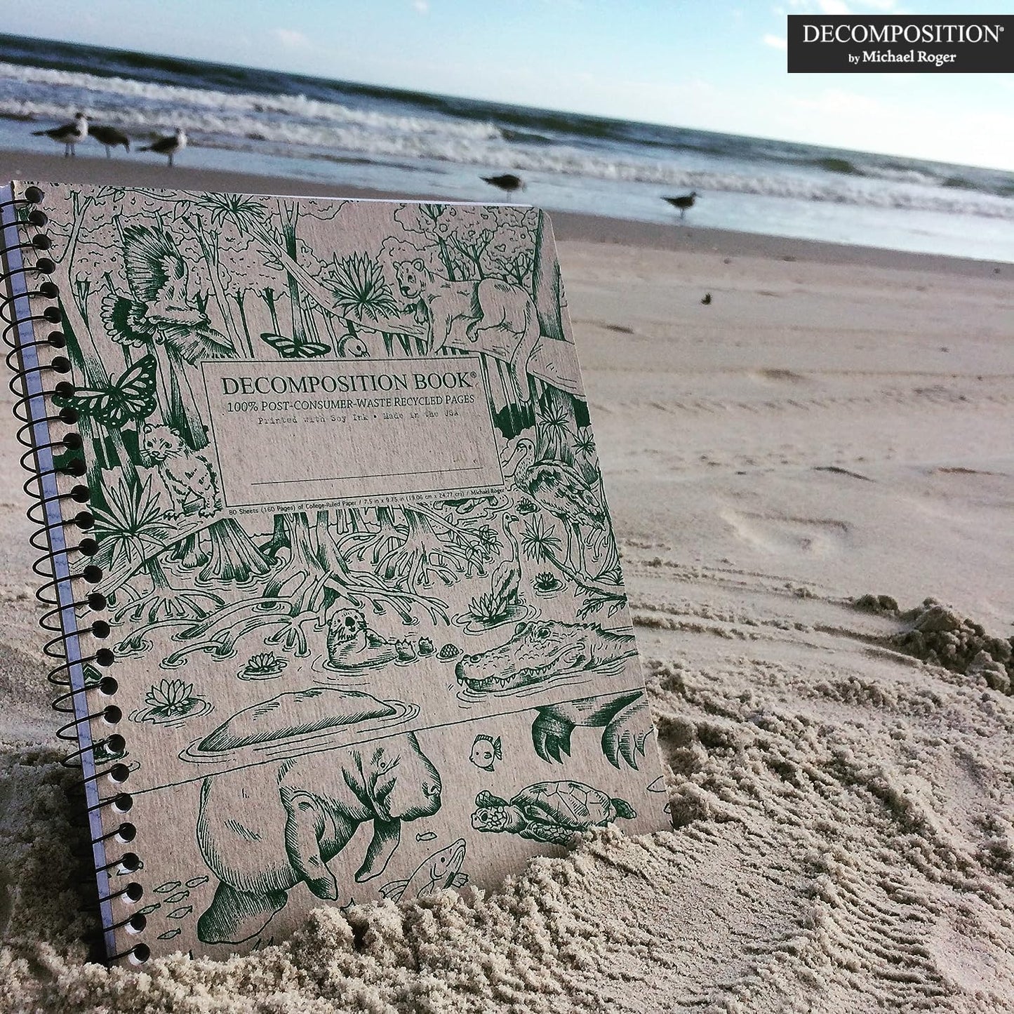 Decomposition Everglades College Ruled Spiral Notebook - 9.75 x 7.5 Journal with 160 Lined Pages - 100% Recycled Paper - Notebooks for School Supplies, Home & Office - Made in USA