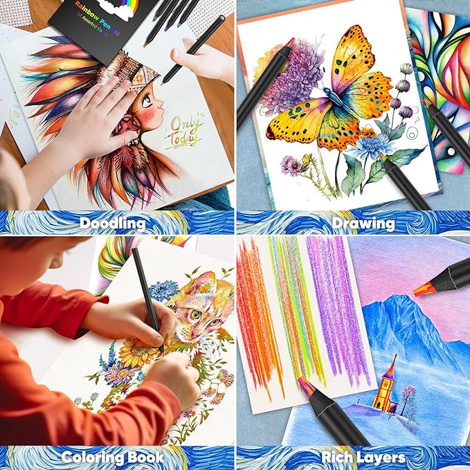 Art Supplies, 12 Color Rainbow Colored Pencils for Kid, Drawing Pencil Set Halloween Stocking Stuffers for 5-12 Year Old, Holiday, Birthday, Christmas Gifts for Teen
