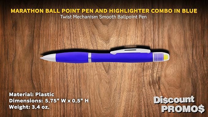 DISCOUNT PROMOS 10 Marathon Gel Highlighter Pens Pack - Twist Mechanism, Ballpoint - Blue