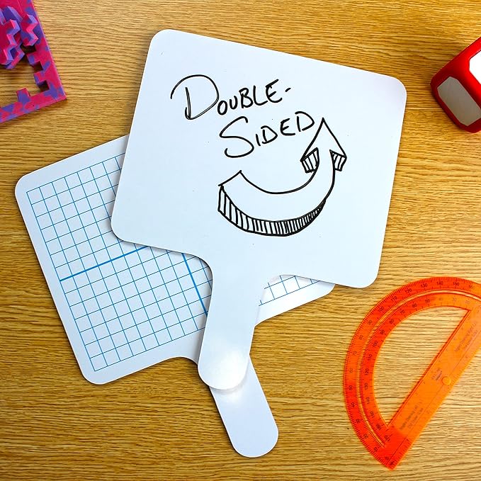 Flipside Products Double Sided Rectangular Graph Dry Erase Answer Paddles w/Black Dry Erase Marker and Erasers, Auction Handheld Whiteboard, Handle Response Board, 36 Pieces, Math Practice, 12 Set