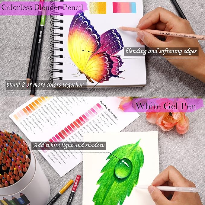 KALOUR Premium Colored Pencils,Set of 120 Colors,Artists Soft Core with Vibrant Color,Ideal for Drawing Sketching Shading,Coloring Pencils for Adults Beginners kids