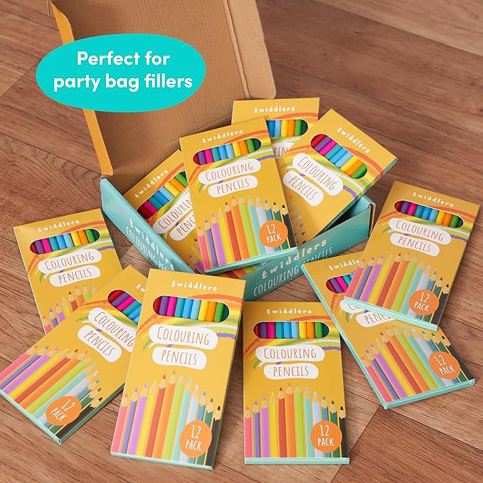 THE TWIDDLERS 10 Pack of 12 Colored Pencils Bulk, 120 Count, Pre-sharpened Mini Coloring Pencils for Kids, Back to School Supplies for Teachers, Classroom Prizes, Party Bag Fillers