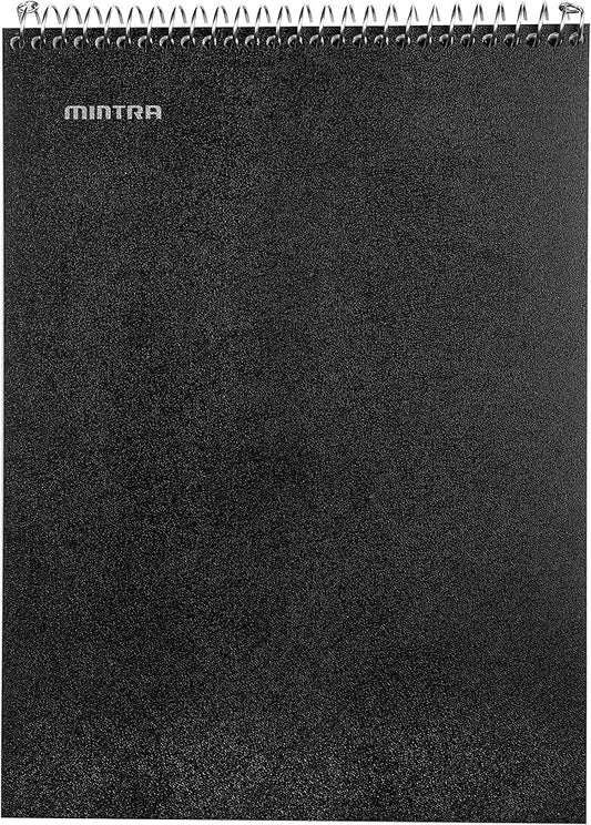 Mintra Office TOP BOUND Durable Spiral Notebooks (Black, College Ruled 3pk)