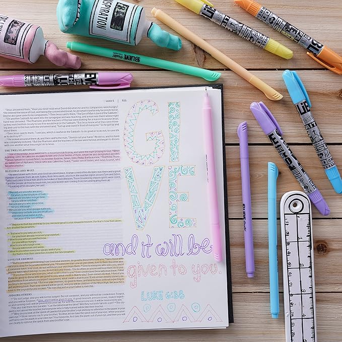 BLIEVE Aesthetic Highlighters and Gel Pens And Soft Tip, No Bleed Dry Fast Easy to Hold, for Bible Journaling Planner Notes School Office Supplies (Pastel, 10 Pack)